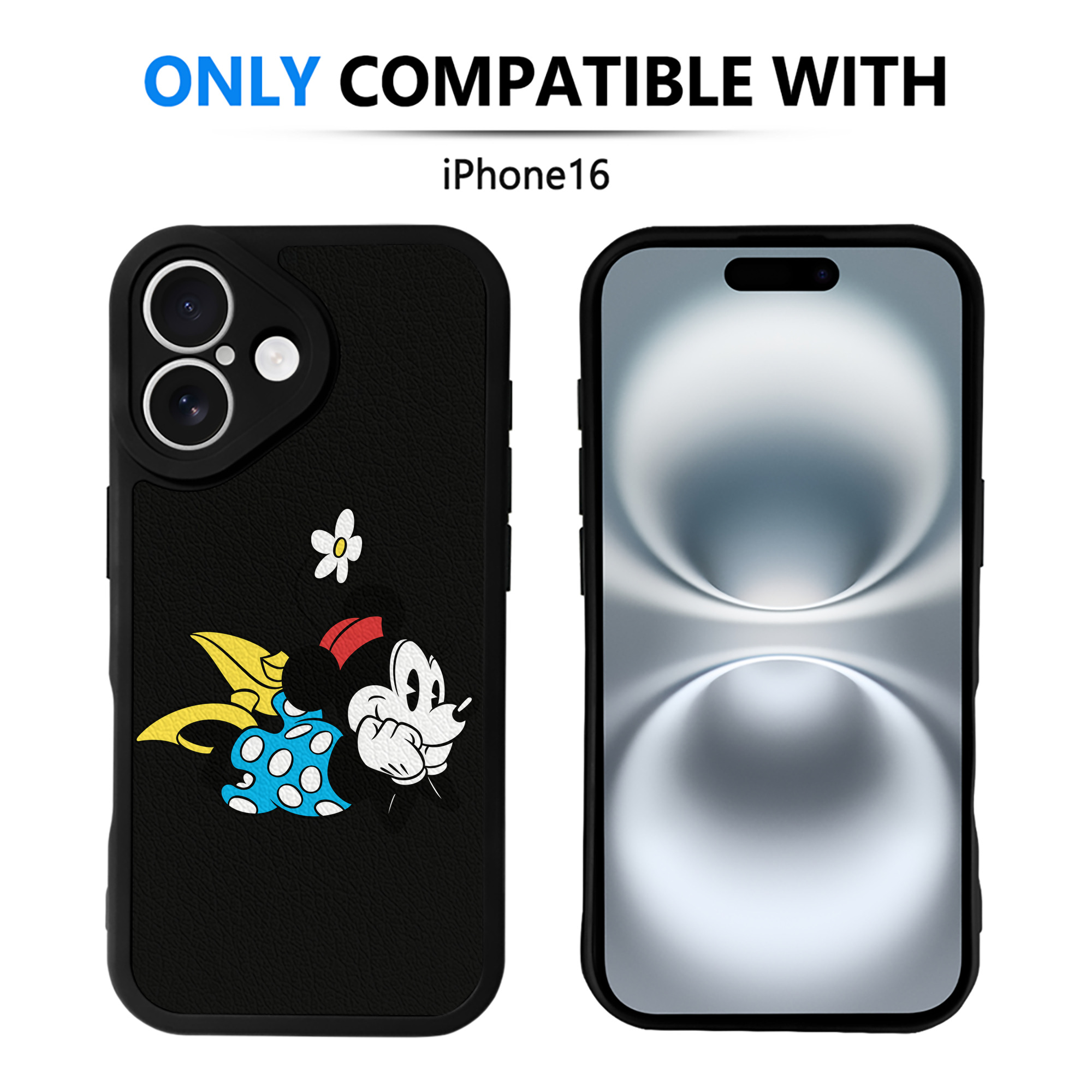 （画像用） ミッキーマウス Mickey Mouse 【iPhone 16シリーズ対応】シリコンスマホケース（レザー調） 材質：シリコン